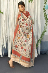 KP914-WINTER 3PC Dhannak Embroidered suit with Printed Shawll